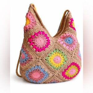 EARTHBOUND Multicolor Crochet Hobo Bag